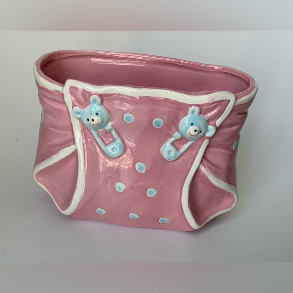 Vintage Pink Ceramic Baby Diaper Planter